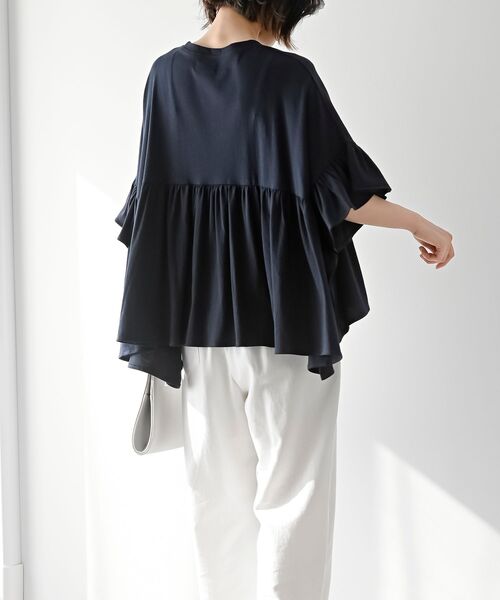 rps(アールピーエス)の「テールカットフリルワイドTシャツ(Tシャツ/カットソー・レディース・ネイビー/ブラック/オフホワイト・フリー)」の22枚目の写真
