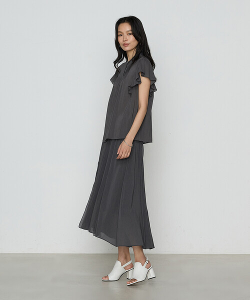 K.T KIYOKO TAKASE（キヨコタカセ）の「【セットアップ対応】シャンブレーカッセン スカート（スカート・レディース・カーキ/レモンイエロー/チャコール・7号/9号/11号）」の4枚目の写真