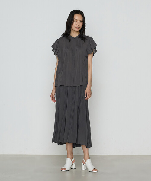 K.T KIYOKO TAKASE（キヨコタカセ）の「【セットアップ対応】シャンブレーカッセン スカート（スカート・レディース・カーキ/レモンイエロー/チャコール・7号/9号/11号）」の5枚目の写真