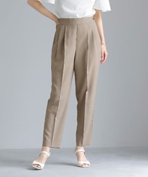 WHITE JOOLA | 洗濯機OK・接触冷感【 ドライタッチ♪サマーパンツ 】クリスピーメランジ・センタープレス入りテーパードパンツ(スラックス)