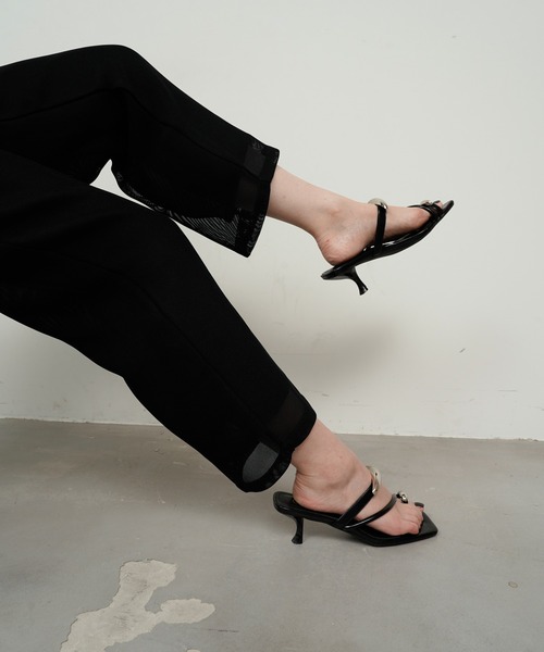 セール】Silver metal motif thong mules/シルバーメタル