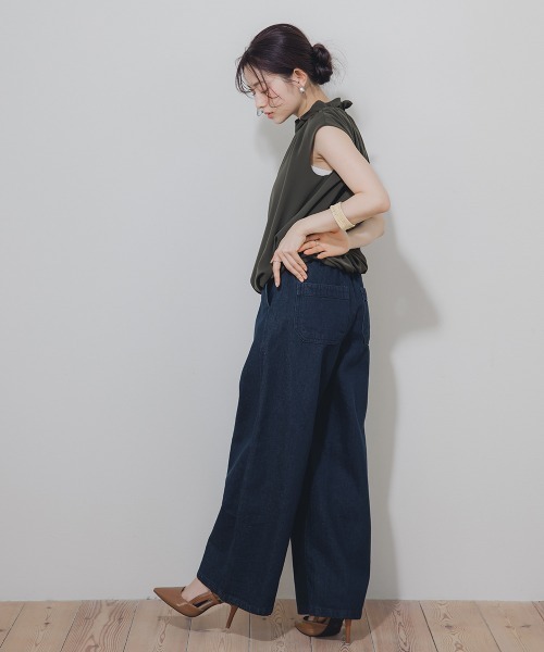 Petitjo（プッチージョ）の「小さいサイズ　ハイネックギャザーノースリバルーンブラウス　低身長さん・小柄女性（シャツ/ブラウス・レディース・カーキ/ブラック・PS/PM/PL/PSS）」の10枚目の写真