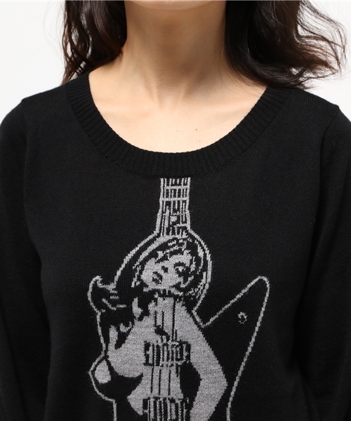 HYSTERIC GLAMOUR（ヒステリックグラマー）の「GUITAR GIRL編込 プルオ-バ-（ニット/セーター・レディース・ピンク/ブルー/ブラック・FREE）」の13枚目の写真