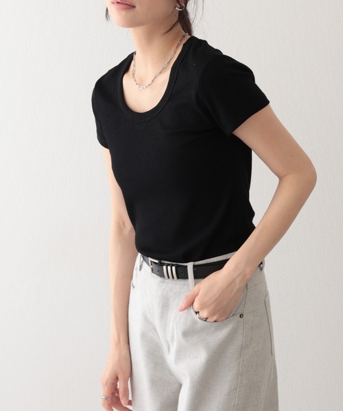 Lace Ladies(レースレディース)の「ラウンドネック バック カットアウト 半袖 Tシャツ(Tシャツ/カットソー・レディース・グレイッシュベージュ/グレー/グリーン/ホワイト/ブラック・FREE)」の9枚目の写真