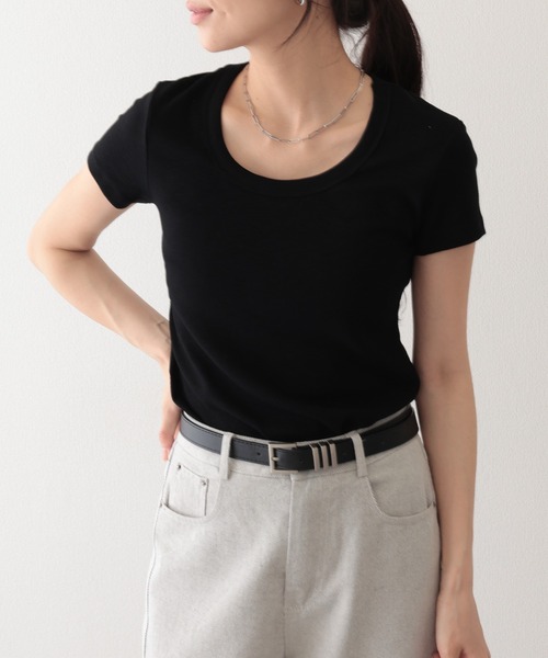 Lace Ladies(レースレディース)の「ラウンドネック バック カットアウト 半袖 Tシャツ(Tシャツ/カットソー・レディース・グレイッシュベージュ/グレー/グリーン/ホワイト/ブラック・FREE)」の11枚目の写真