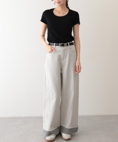 Lace Ladies(レースレディース)の「ラウンドネック バック カットアウト 半袖 Tシャツ(Tシャツ/カットソー・レディース・グレイッシュベージュ/グレー/グリーン/ホワイト/ブラック・FREE)」の12枚目の写真