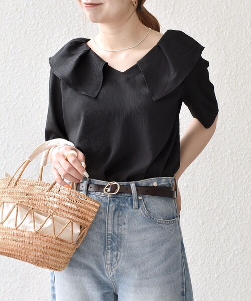 あんずちゃん♥︎専用❣️着物リメイク❣️ 黒のロングブラウス2点 セール】【WEB限定】SHIPS any:〈洗濯機可能〉ラフ サテン