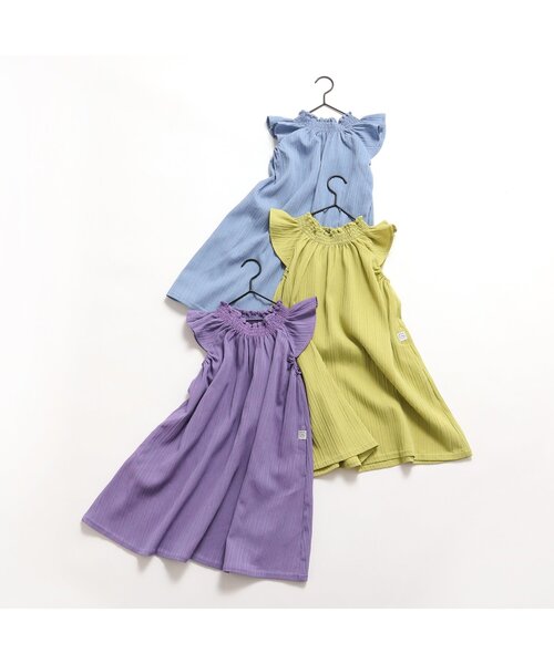 BREEZE（ブリーズ）の「【リンク/ジュニア対応】シャーリングワンピ（ワンピース・キッズ・イエロー/ブルー/サックスブルー・80/90/100/110/120/130/140）」の4枚目の写真