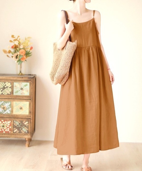 a lot of love（ア ロット オブ ラブ）の「ゆるシルエット キャミソールワンピース（ドレス・レディース・ホワイト/ブラウン/ピンク/ブラック・FREE）」の2枚目の写真