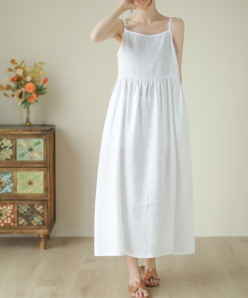 a lot of love（ア ロット オブ ラブ）の「ゆるシルエット キャミソールワンピース（ドレス・レディース・ホワイト/ブラウン/ピンク/ブラック・FREE）」の6枚目の写真