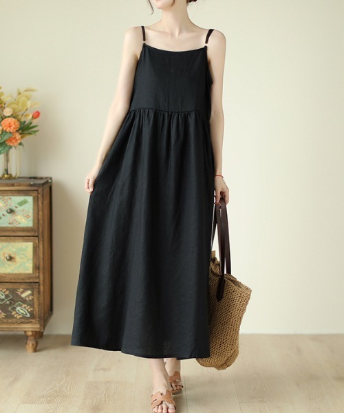 a lot of love（ア ロット オブ ラブ）の「ゆるシルエット キャミソールワンピース（ドレス・レディース・ホワイト/ブラウン/ピンク/ブラック・FREE）」の9枚目の写真