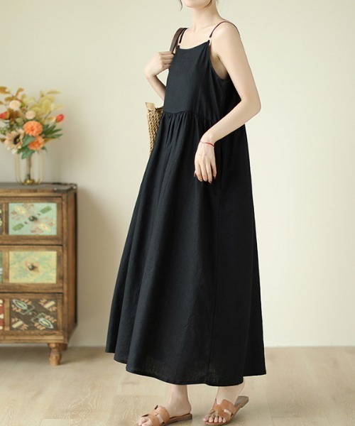 a lot of love（ア ロット オブ ラブ）の「ゆるシルエット キャミソールワンピース（ドレス・レディース・ホワイト/ブラウン/ピンク/ブラック・FREE）」の12枚目の写真