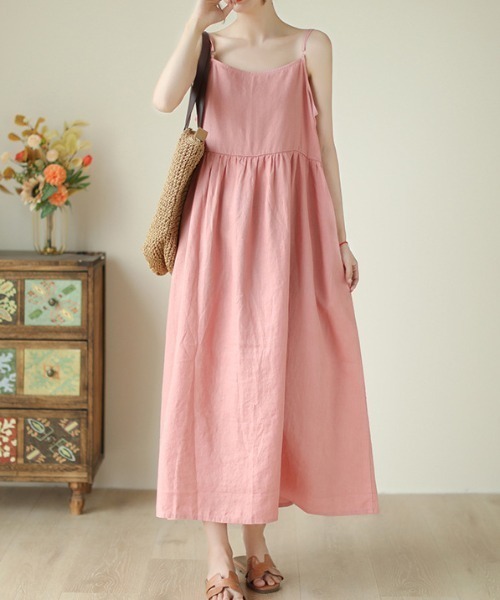 a lot of love（ア ロット オブ ラブ）の「ゆるシルエット キャミソールワンピース（ドレス・レディース・ホワイト/ブラウン/ピンク/ブラック・FREE）」の17枚目の写真