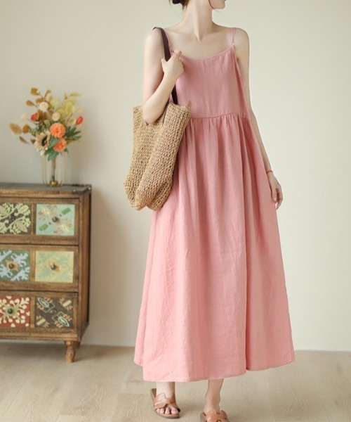 a lot of love（ア ロット オブ ラブ）の「ゆるシルエット キャミソールワンピース（ドレス・レディース・ホワイト/ブラウン/ピンク/ブラック・FREE）」の14枚目の写真