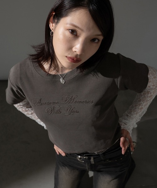 apres jour mignon(アプレジュールミニョン)の「ピグメントリブクロップドTシャツ【ZOZOTOWN限定アイテム】(Tシャツ/カットソー・レディース・ブラック系その他/ブラウン系その他/ブルー/ピンク・X-LARGE/フリー)」の3枚目の写真