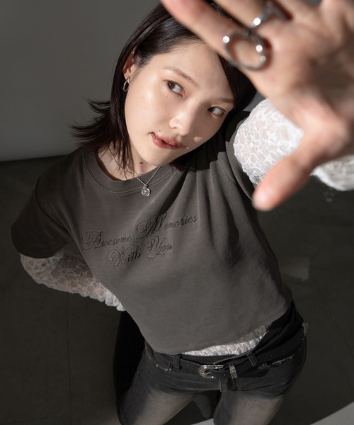 apres jour mignon(アプレジュールミニョン)の「ピグメントリブクロップドTシャツ【ZOZOTOWN限定アイテム】(Tシャツ/カットソー・レディース・ブラック系その他/ブラウン系その他/ブルー/ピンク・X-LARGE/フリー)」の11枚目の写真