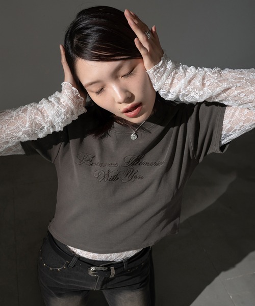apres jour mignon(アプレジュールミニョン)の「ピグメントリブクロップドTシャツ【ZOZOTOWN限定アイテム】(Tシャツ/カットソー・レディース・ブラック系その他/ブラウン系その他/ブルー/ピンク・X-LARGE/フリー)」の12枚目の写真