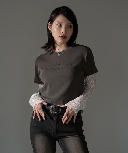 apres jour mignon(アプレジュールミニョン)の「ピグメントリブクロップドTシャツ【ZOZOTOWN限定アイテム】(Tシャツ/カットソー・レディース・ブラック系その他/ブラウン系その他/ブルー/ピンク・X-LARGE/フリー)」の14枚目の写真