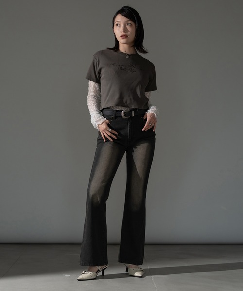 apres jour mignon(アプレジュールミニョン)の「ピグメントリブクロップドTシャツ【ZOZOTOWN限定アイテム】(Tシャツ/カットソー・レディース・ブラック系その他/ブラウン系その他/ブルー/ピンク・X-LARGE/フリー)」の15枚目の写真