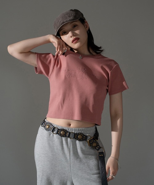 apres jour mignon(アプレジュールミニョン)の「ピグメントリブクロップドTシャツ【ZOZOTOWN限定アイテム】(Tシャツ/カットソー・レディース・ブラック系その他/ブラウン系その他/ブルー/ピンク・X-LARGE/フリー)」の19枚目の写真