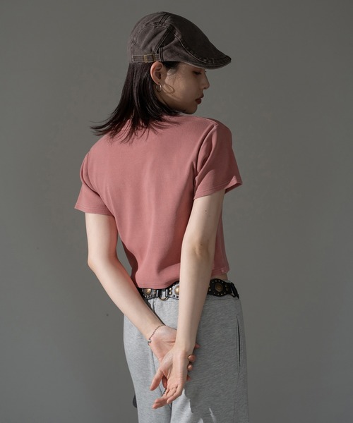 apres jour mignon(アプレジュールミニョン)の「ピグメントリブクロップドTシャツ【ZOZOTOWN限定アイテム】(Tシャツ/カットソー・レディース・ブラック系その他/ブラウン系その他/ブルー/ピンク・X-LARGE/フリー)」の20枚目の写真