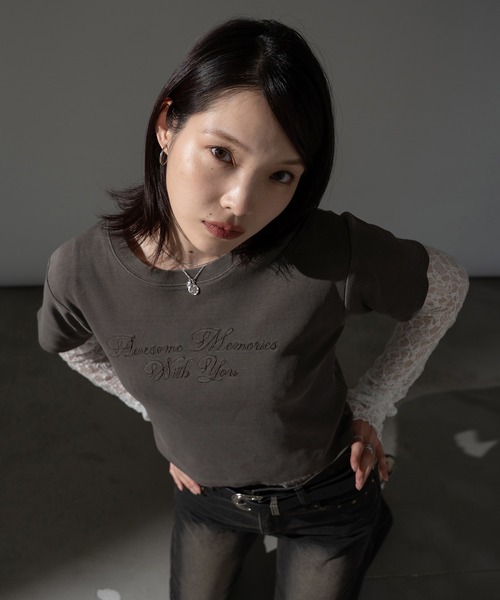 apres jour mignon(アプレジュールミニョン)の「ピグメントリブクロップドTシャツ【ZOZOTOWN限定アイテム】(Tシャツ/カットソー・レディース・ブラック系その他/ブラウン系その他/ブルー/ピンク・X-LARGE/フリー)」の6枚目の写真