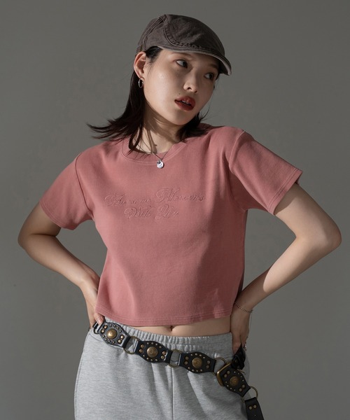 apres jour mignon(アプレジュールミニョン)の「ピグメントリブクロップドTシャツ【ZOZOTOWN限定アイテム】(Tシャツ/カットソー・レディース・ブラック系その他/ブラウン系その他/ブルー/ピンク・X-LARGE/フリー)」の8枚目の写真