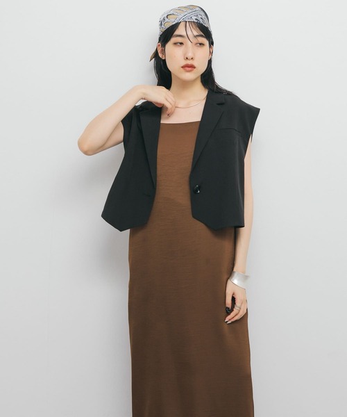 KBF（ケイビーエフ）の「サテンキャミワンピース（ワンピース・レディース・ベージュ/ネイビー/ブラウン・ONE）」の12枚目の写真