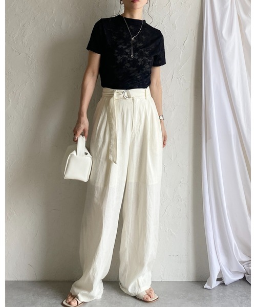 セール】半袖ショート丈花柄Tシャツ/シアートップス（Tシャツ