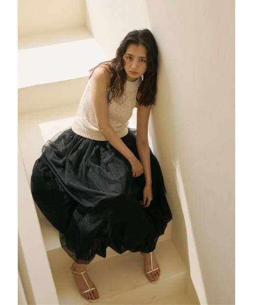 NOTREemor(ノートルエモア)の「balloon silhouette tulle skirt(スカート・レディース・アイボリー/ブラック・FREE)」の2枚目の写真