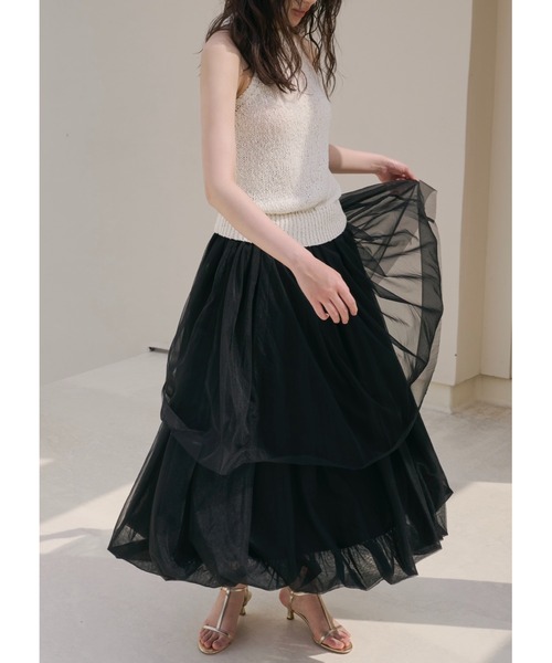 NOTREemor(ノートルエモア)の「balloon silhouette tulle skirt(スカート・レディース・アイボリー/ブラック・FREE)」の7枚目の写真
