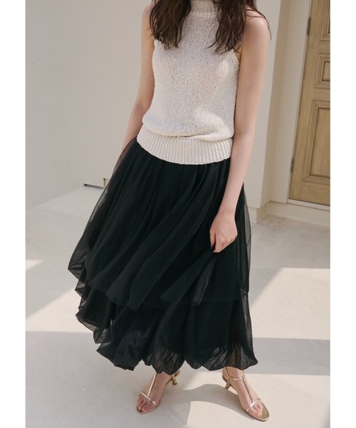 NOTREemor(ノートルエモア)の「balloon silhouette tulle skirt(スカート・レディース・アイボリー/ブラック・FREE)」の9枚目の写真
