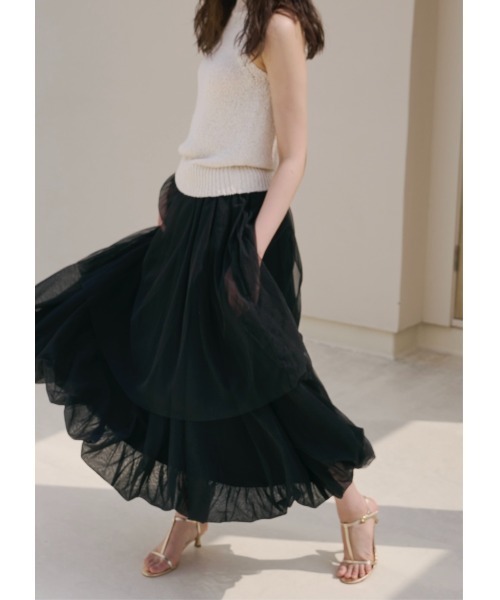 NOTREemor(ノートルエモア)の「balloon silhouette tulle skirt(スカート・レディース・アイボリー/ブラック・FREE)」の10枚目の写真