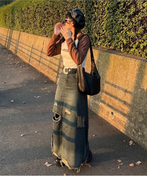 Chick(チック)の「Crash Damage Denim Skirt / クラッシュダメージデニムスカート(デニムスカート・レディース・ブルー・M/S)」の9枚目の写真