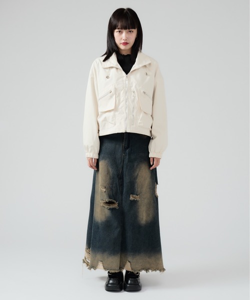 Chick(チック)の「Crash Damage Denim Skirt / クラッシュダメージデニムスカート(デニムスカート・レディース・ブルー・M/S)」の4枚目の写真
