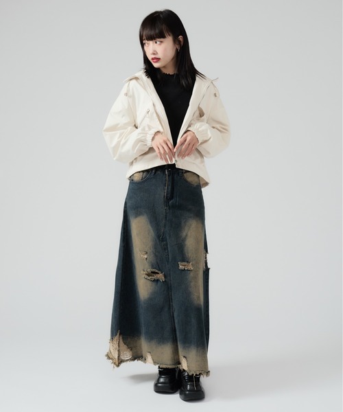 Chick(チック)の「Crash Damage Denim Skirt / クラッシュダメージデニムスカート(デニムスカート・レディース・ブルー・M/S)」の6枚目の写真