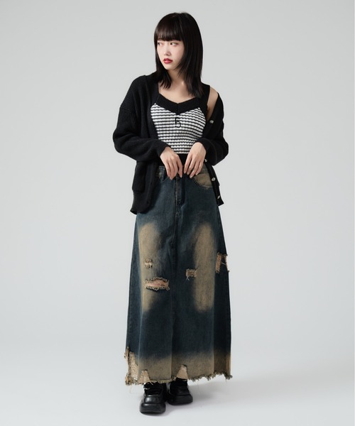 Chick(チック)の「Crash Damage Denim Skirt / クラッシュダメージデニムスカート(デニムスカート・レディース・ブルー・M/S)」の8枚目の写真
