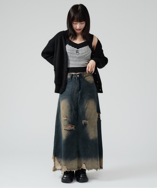 Chick(チック)の「Crash Damage Denim Skirt / クラッシュダメージデニムスカート(デニムスカート・レディース・ブルー・M/S)」の7枚目の写真