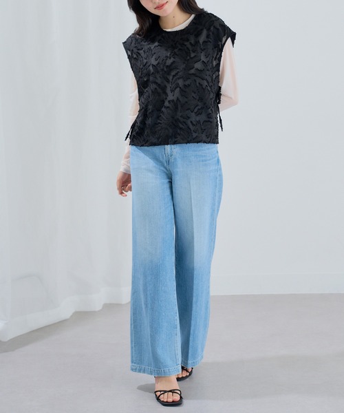 MAGASIN DE MODE Chou Chou（マガジンデモードシュシュ）の「【MAGASIN DE MODE Chou Chou】フリンジジャガードサイドリボンブラウス XNN（シャツ/ブラウス・レディース・アイボリー/ブラック・FREE）」の13枚目の写真