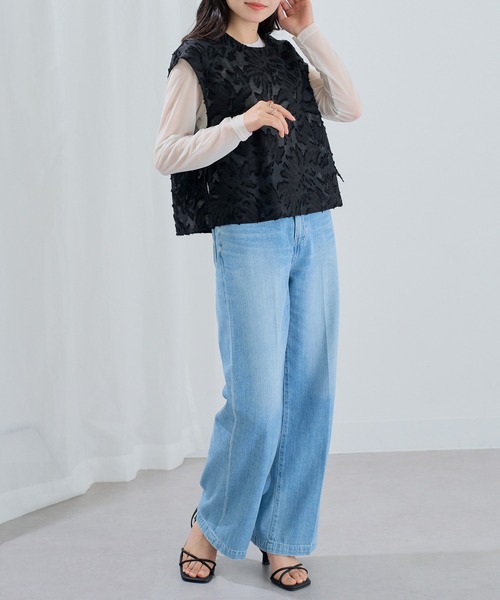MAGASIN DE MODE Chou Chou（マガジンデモードシュシュ）の「【MAGASIN DE MODE Chou Chou】フリンジジャガードサイドリボンブラウス XNN（シャツ/ブラウス・レディース・アイボリー/ブラック・FREE）」の14枚目の写真
