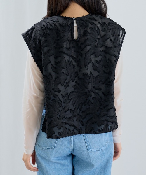 MAGASIN DE MODE Chou Chou（マガジンデモードシュシュ）の「【MAGASIN DE MODE Chou Chou】フリンジジャガードサイドリボンブラウス XNN（シャツ/ブラウス・レディース・アイボリー/ブラック・FREE）」の12枚目の写真