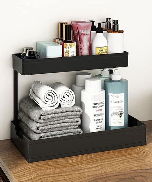 aimoha（アイモハ）の「二段式キッチンラック（キッチン収納・レディース・ブラック/ホワイト・FREE）」の2枚目の写真