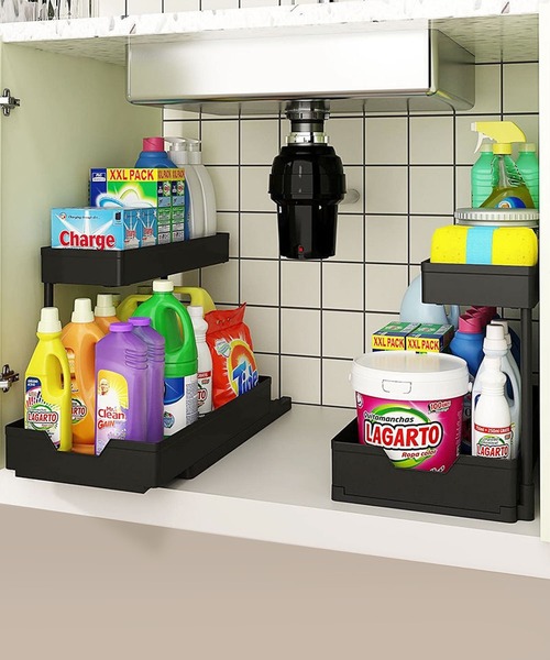 aimoha（アイモハ）の「二段式キッチンラック（キッチン収納・レディース・ブラック/ホワイト・FREE）」の4枚目の写真