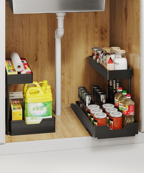 aimoha（アイモハ）の「二段式キッチンラック（キッチン収納・レディース・ブラック/ホワイト・FREE）」の5枚目の写真