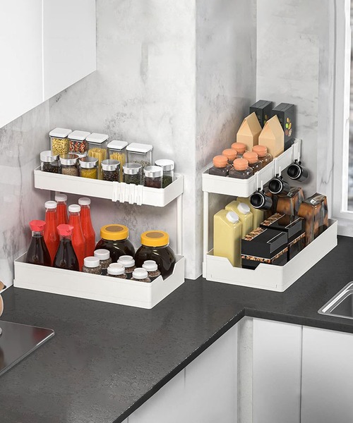 aimoha（アイモハ）の「二段式キッチンラック（キッチン収納・レディース・ブラック/ホワイト・FREE）」の8枚目の写真