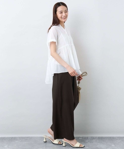 MK MICHEL KLEIN(エムケーミッシェルクラン)の「コットンシフォンブラウス/接触冷感/洗える(シャツ/ブラウス・レディース・ホワイト/ピンク/モカ・38)」の6枚目の写真