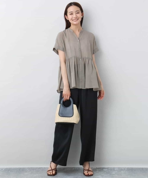 MK MICHEL KLEIN(エムケーミッシェルクラン)の「コットンシフォンブラウス/接触冷感/洗える(シャツ/ブラウス・レディース・ホワイト/ピンク/モカ・38)」の9枚目の写真