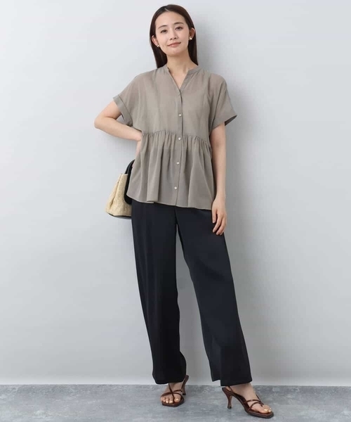 MK MICHEL KLEIN(エムケーミッシェルクラン)の「コットンシフォンブラウス/接触冷感/洗える(シャツ/ブラウス・レディース・ホワイト/ピンク/モカ・38)」の10枚目の写真