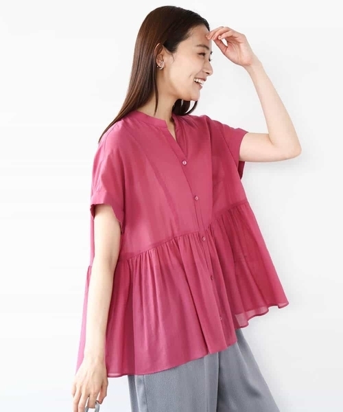 MK MICHEL KLEIN(エムケーミッシェルクラン)の「コットンシフォンブラウス/接触冷感/洗える(シャツ/ブラウス・レディース・ホワイト/ピンク/モカ・38)」の15枚目の写真