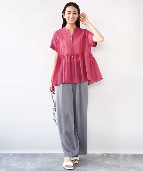 MK MICHEL KLEIN(エムケーミッシェルクラン)の「コットンシフォンブラウス/接触冷感/洗える(シャツ/ブラウス・レディース・ホワイト/ピンク/モカ・38)」の16枚目の写真